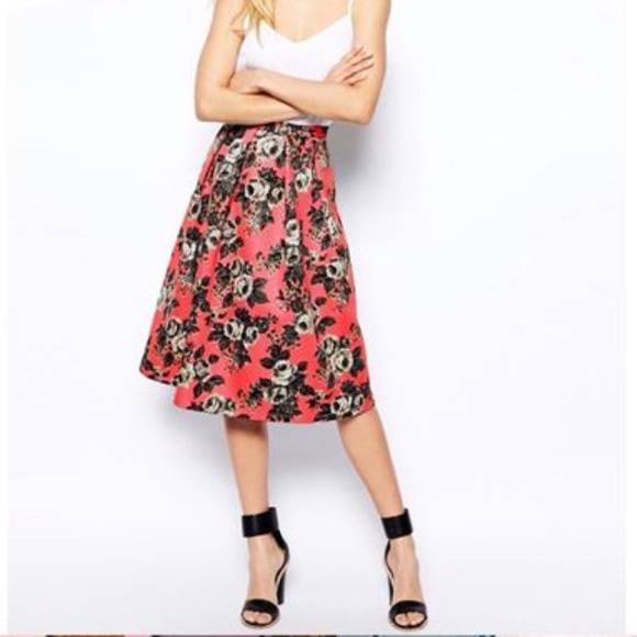 ASOS Midi Floral Print Skirt - Picture 2 of 7